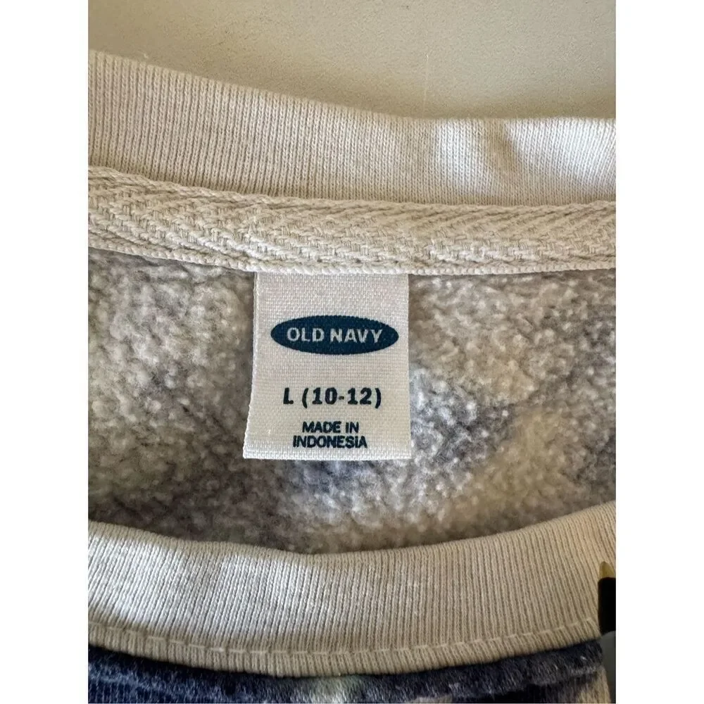 Old Navy Large 10-12 kids youth tye dye blue crewneck sweatshirt spiral psychede